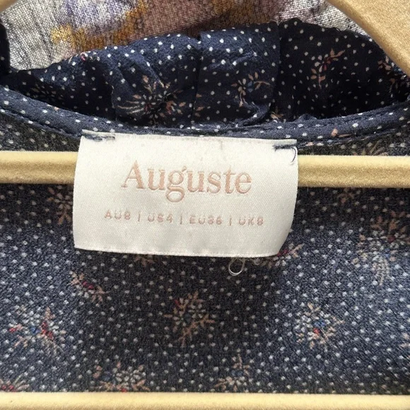 Auguste the Label JASMINE SUNDAY NAVY POLKA DOT & FLORAL FRILL MINI Dress - Picture 7 of 7